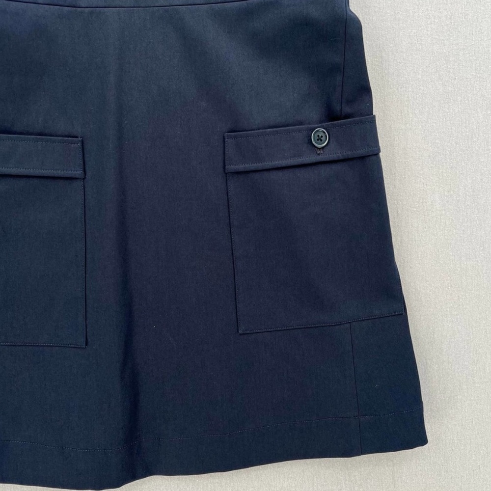 Theory Short Sleeve Navy Blue Linen Blend Square Pockets Dress 0 - Picture 4 of 6
